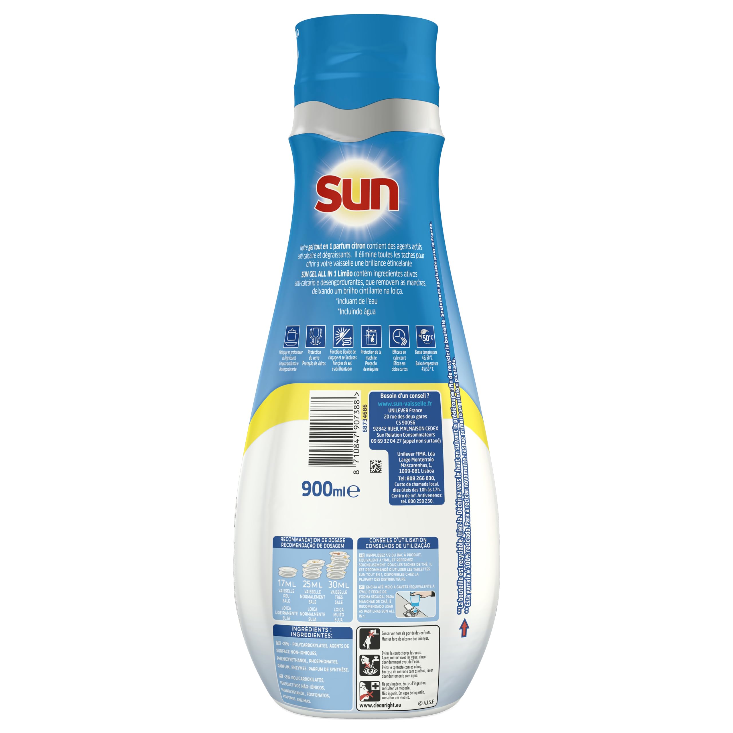sun-expert-plus-tout-en-1-gel-lave-vaisselle-citron-900ml-52-lavages image 7