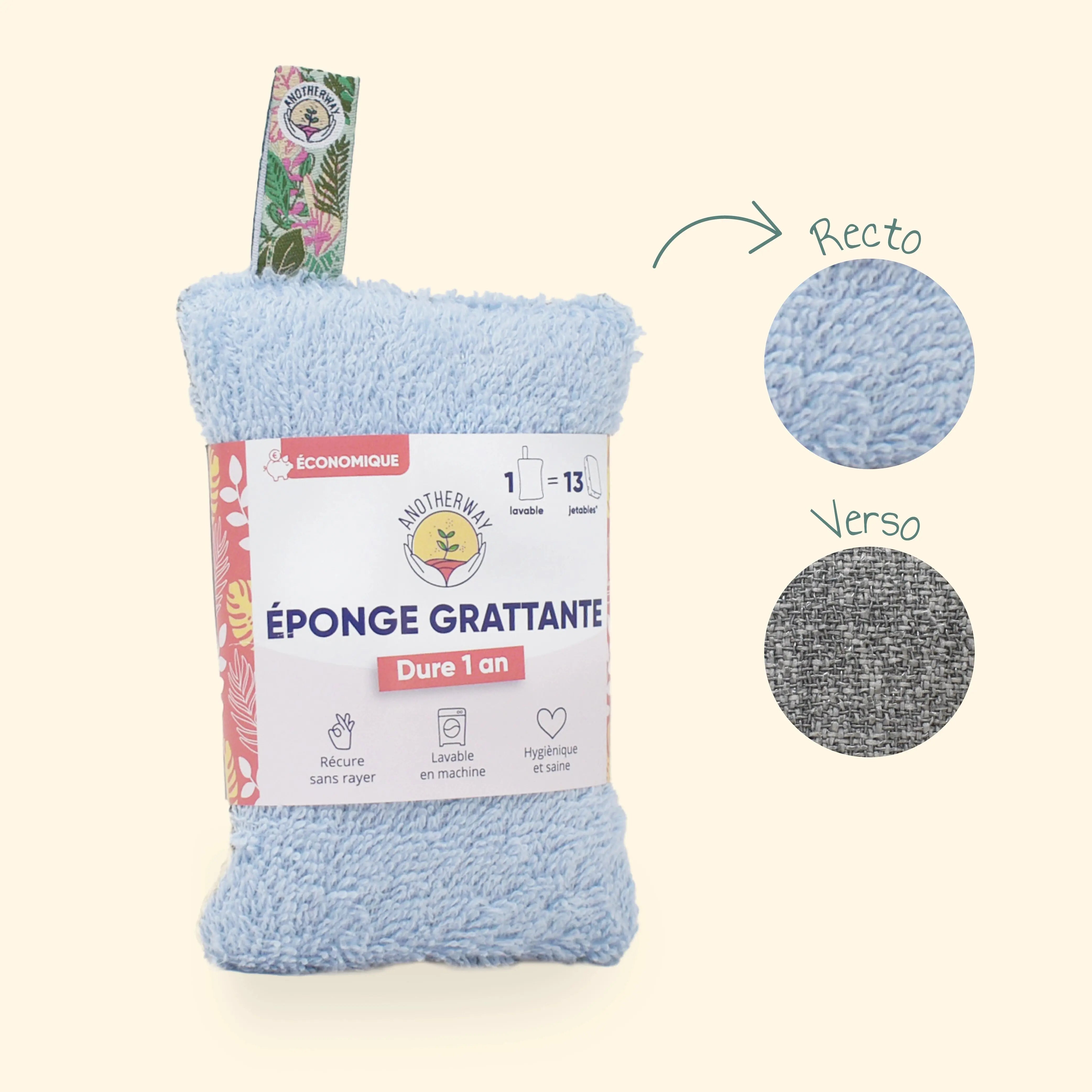 anotherway-vaisselle-cologique-ponge-grattante-bleue-lavable image 1