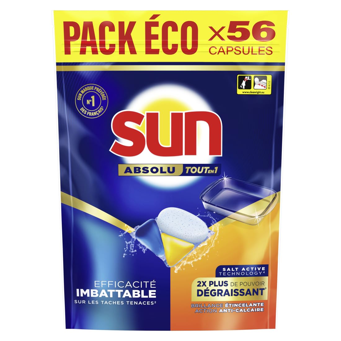 sun-absolu-pastilles-lave-vaisselle-d-graissant-56-capsules image 2