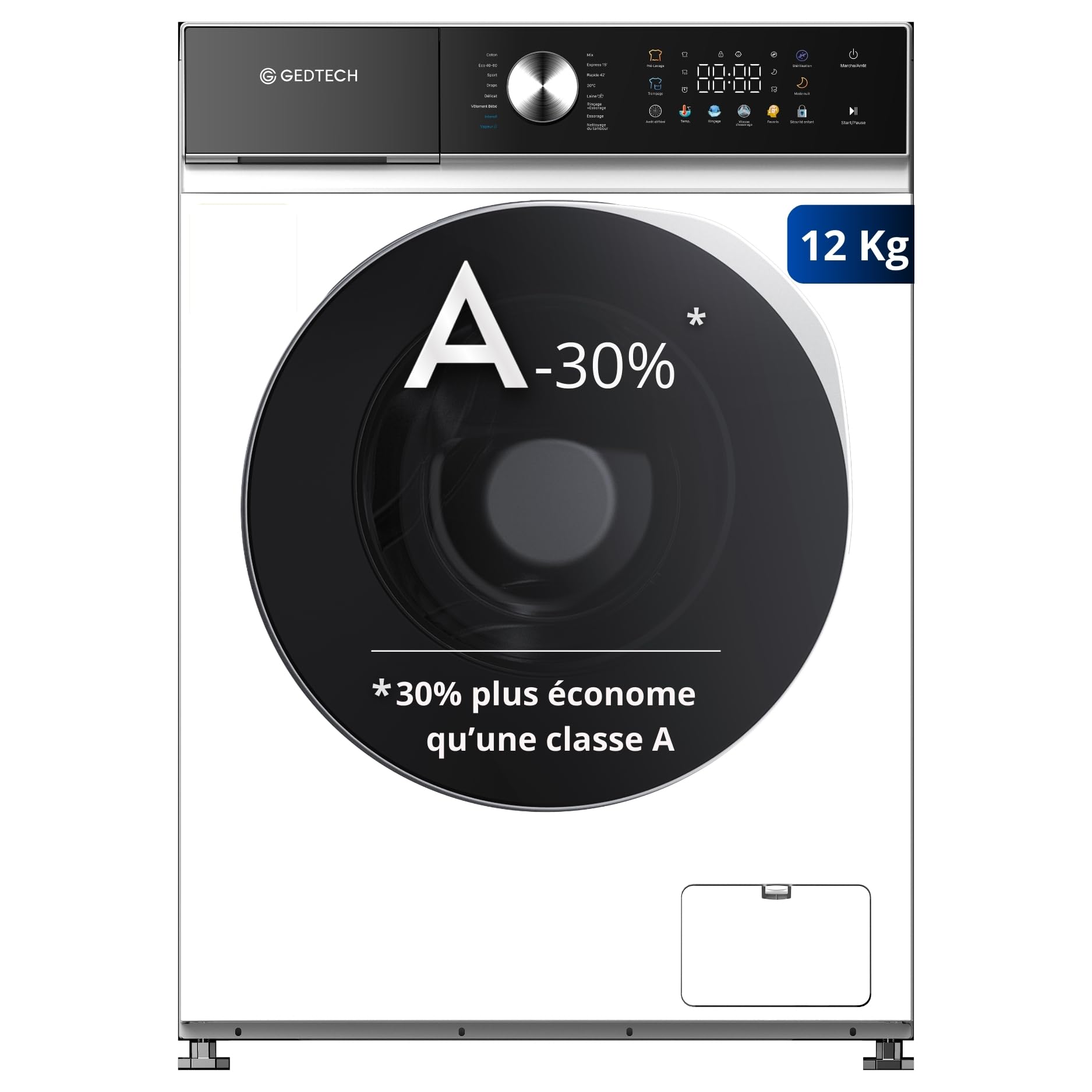 gedtech-lave-linge-gllps121400wh-lave-linge-12-kg-blanc image 1