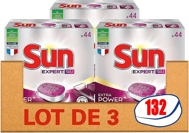 sun-expert-plus-extra-power-tablettes-lave-vaisselle-132-lavages image 1
