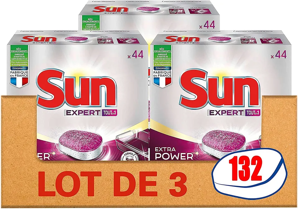 sun-expert-plus-extra-power-tablettes-lave-vaisselle-132-lavages image 1