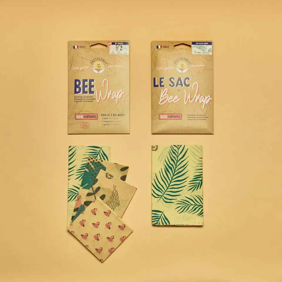 anotherway-coffret-bee-wraps-essentiel-4-wraps-sac-salade image 1
