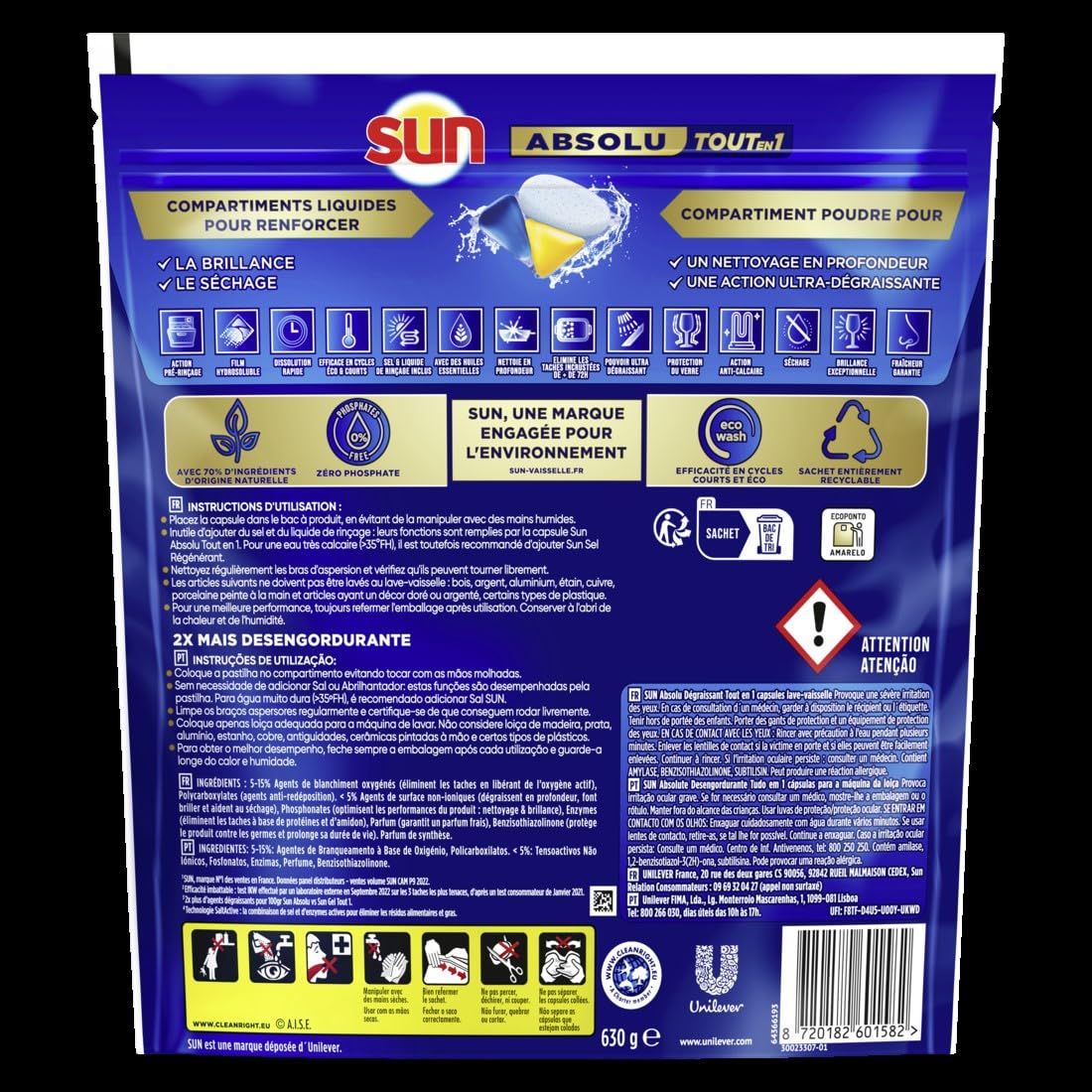 sun-absolu-tout-en-1-pastilles-lave-vaisselle-d-graissant-42-agrumes image 2