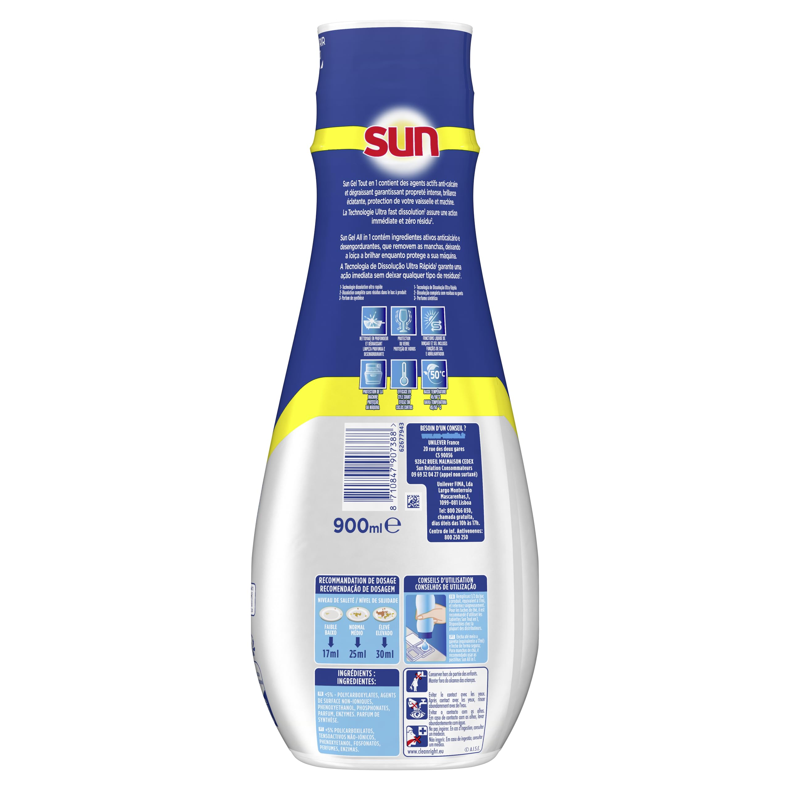 sun-expert-plus-tout-en-1-gel-lave-vaisselle-citron-900ml-52-lavages image 6