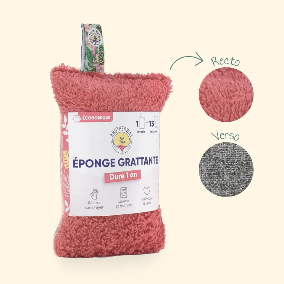 anotherway-vaisselle-cologique-ponge-grattante-rouge-lavable image 1