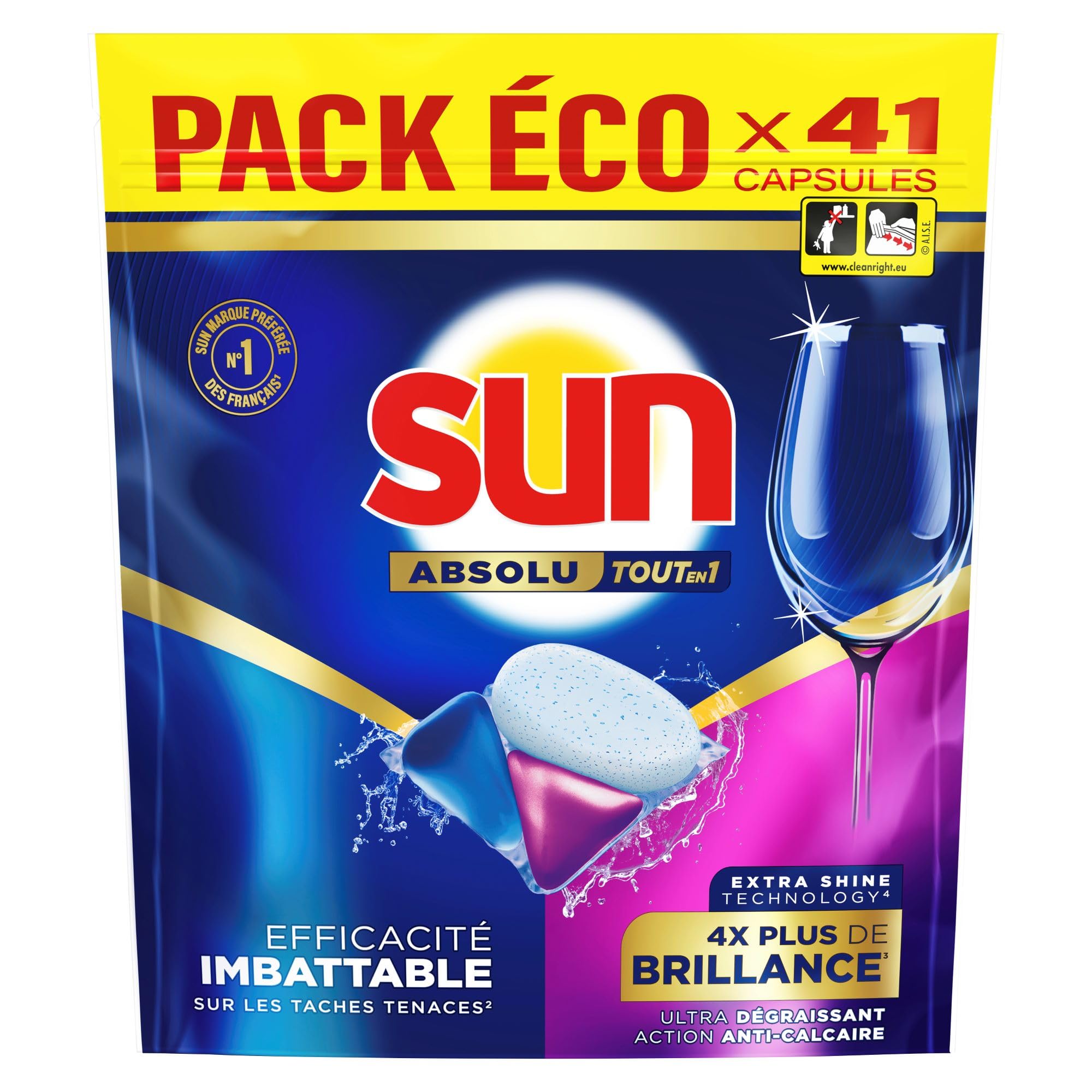 sun-absolu-pastilles-lave-vaisselle-tout-en-1-brillance-41 image 1