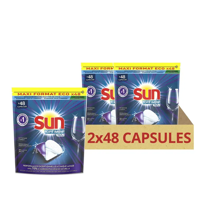 sun-optimum-tout-en-1-capsules-lave-vaisselle-x96-lot-2x48 image 1