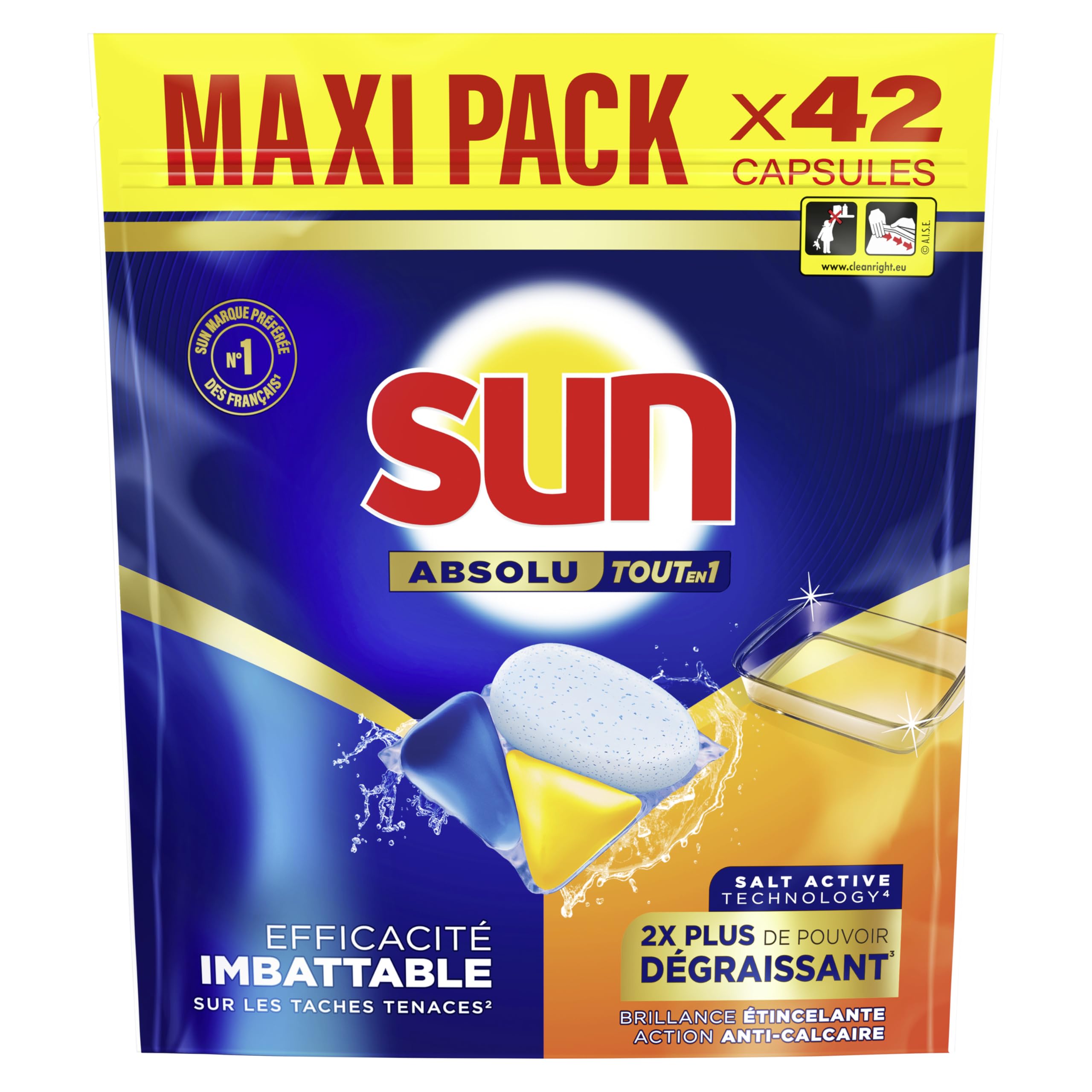 sun-absolu-tout-en-1-pastilles-lave-vaisselle-d-graissant-42-agrumes image 1