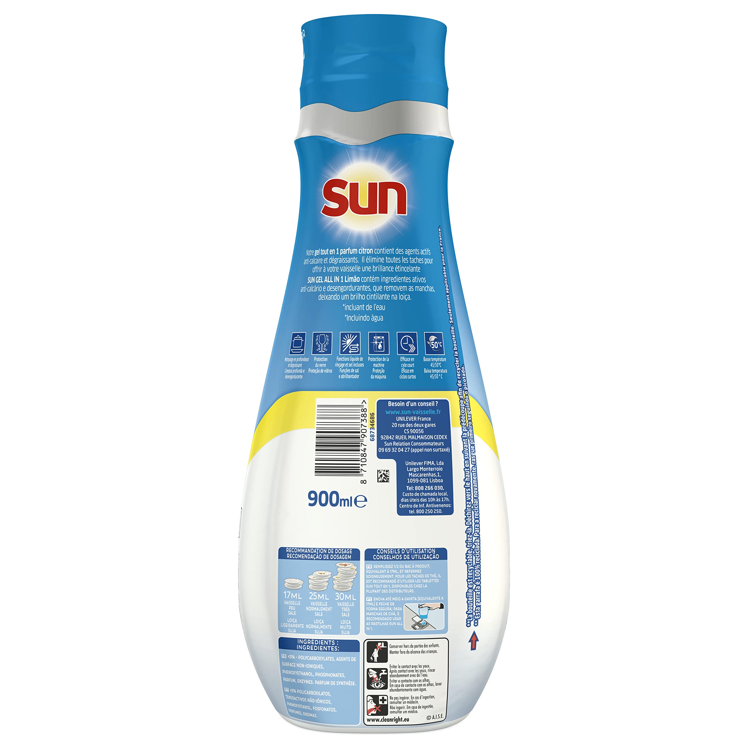sun-expert-plus-tout-en-1-gel-lave-vaisselle-citron-900ml-52-lavages image 8