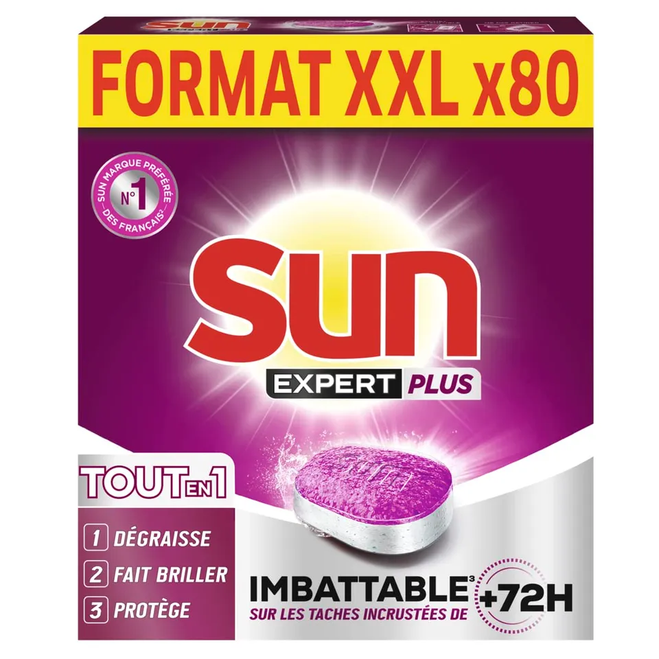 sun-expert-plus-tout-en-1-pastilles-lave-vaisselle-x80-d-graissant image 1