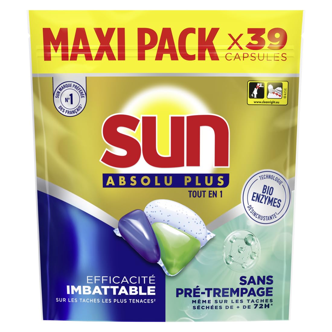 sun-absolu-plus-tout-en-1-pastilles-lave-vaisselle-bio-enzymes-39 image 2