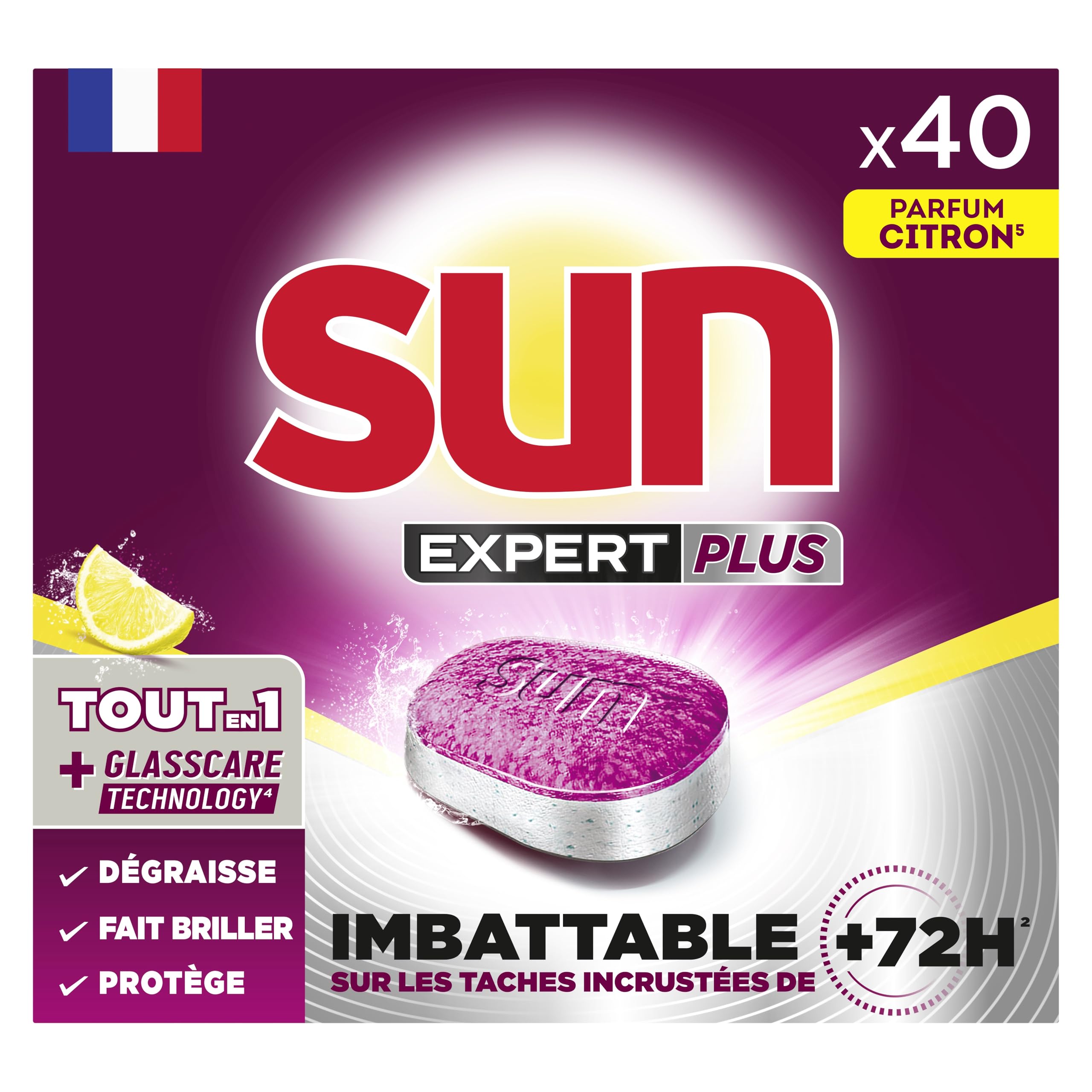 sun-expert-plus-pastilles-lave-vaisselle-citron-40-tablettes image 1