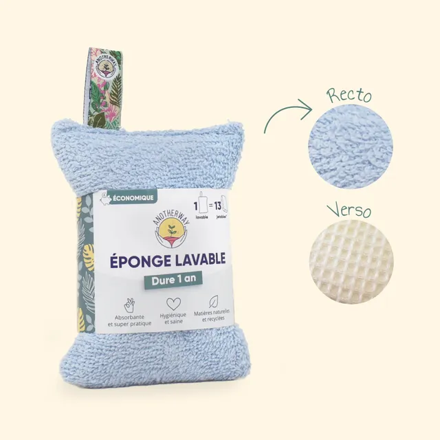 anotherway-vaisselle-cologique-ponge-lavable-bleue image 1