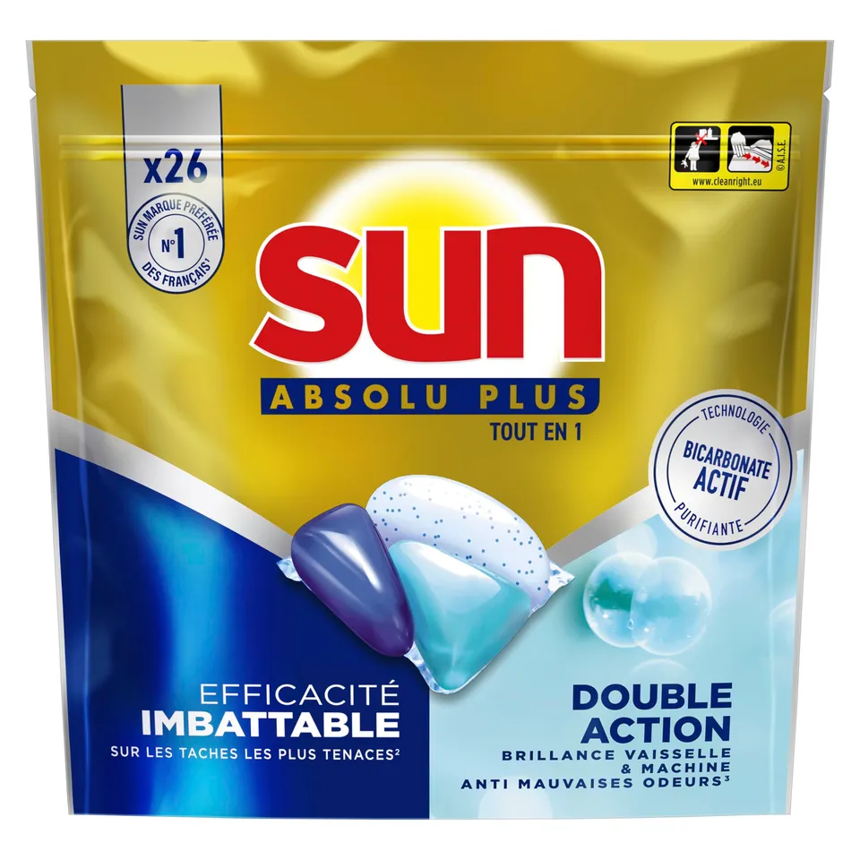 sun-absolu-plus-capsules-lave-vaisselle-bicarbonate-26-pastilles image 1