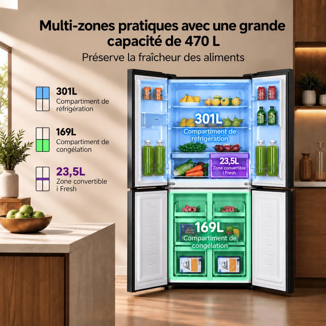gedtech-r-frig-rateurs-frigo-multi-portes-noir-470-l-no-frost image 5