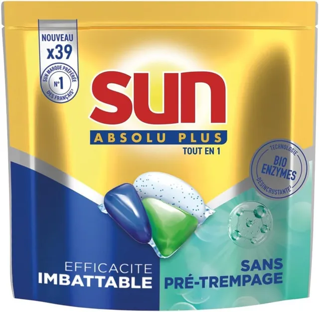 sun-absolu-plus-tout-en-1-pastilles-lave-vaisselle-bio-enzymes-39 image 1