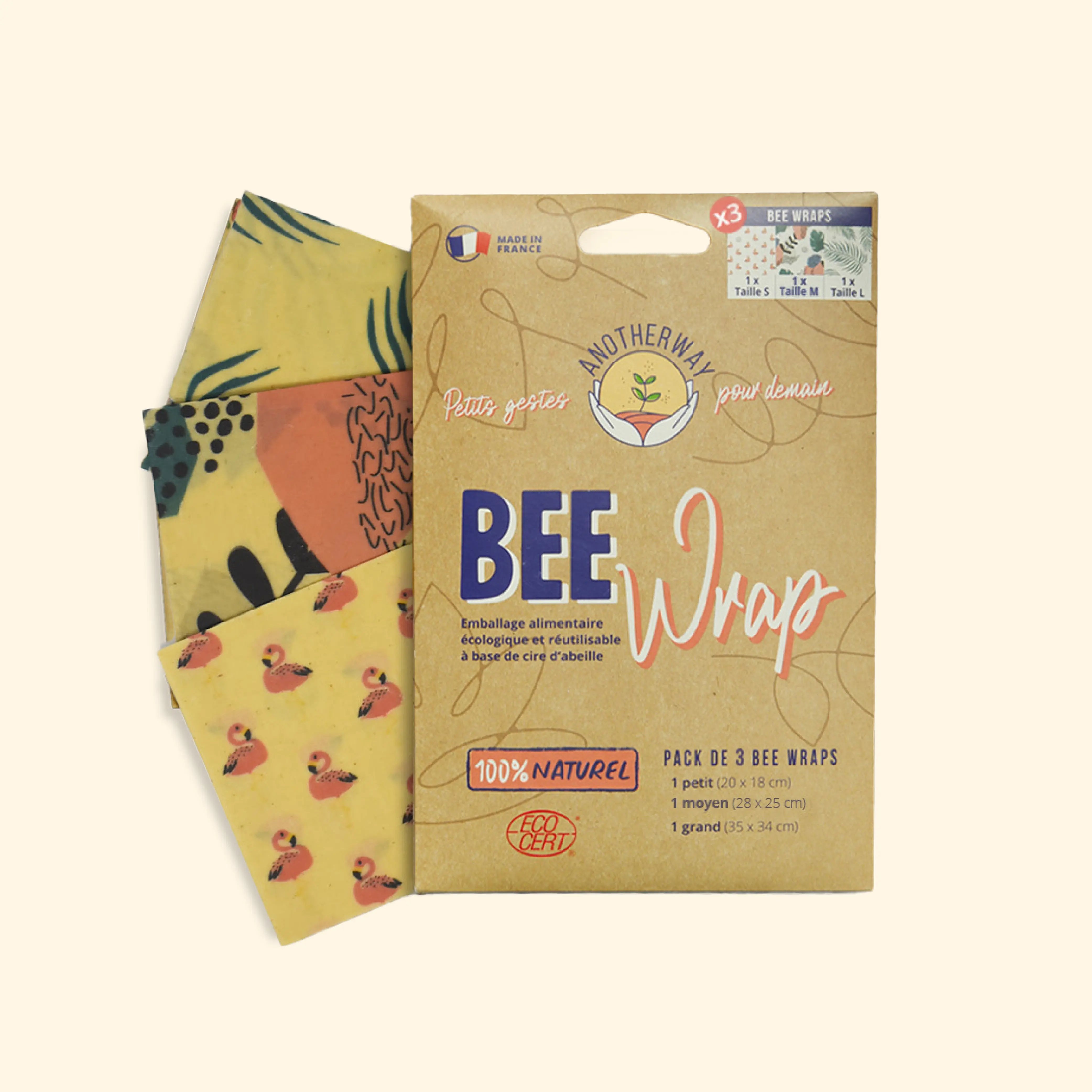 anotherway-bee-wrap-emballage-alimentaire-x3-tropical-r-utilisable image 1