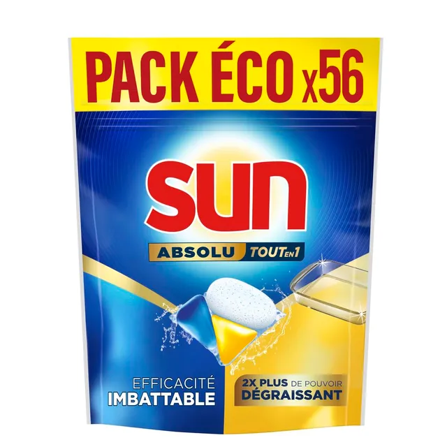 sun-absolu-pastilles-lave-vaisselle-d-graissant-56-capsules image 1